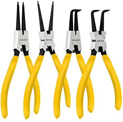 BLOSTM Set of 4 Circlip Pliers - 7-inch Internal & External Straight & Bent Tip, Heavy Duty 7 Snap Ring Pliers Set with Durable Springs and Soft Handles, Includes Storage Case - 4 PCS