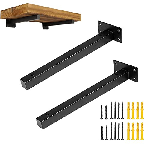 2 Stück Regalhalterungen, Edelstahl Regalwinkel Schwarz Regal Halterungen, Schwerlast Regalhalterung mit Schraube und Ankern, Wand Regalträger für hölzerne Schindel