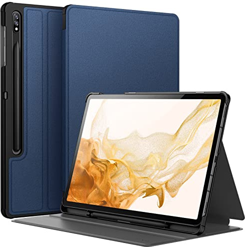 JETech Hülle für Samsung Galaxy Tab S8 Plus 2022 / S7 FE 2021 / S7 Plus 2020 12,4 Zoll mit S Pen Halter, Schlank Folio Ständer Tablet Schutzhülle, Multi-Winkel Ansehen (Navy)