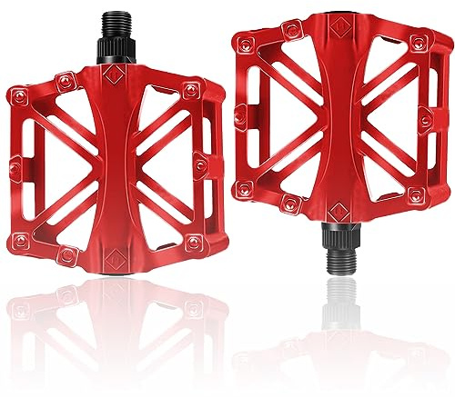 Winlauyet Bicycle Cycling Bike Pedals 9/16 With Sealed Anti-Slip Durable For Universal BMX Mountain Bike Road Bike Trekking Bike (Red)