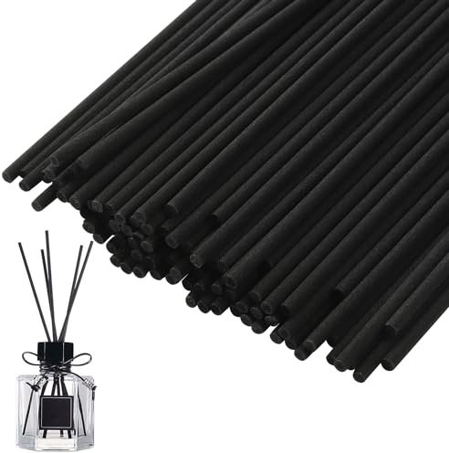 NVTRSD 100 Stück Duftstäbchen, 20 cm x 3 mm Rattan-Stäbchen für Raumduft, Reed Diffuser (Schwarz)