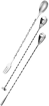GOOHOCHY 3pièces Cuillère à Mélanger Longue pour Cocktails Accessoire De Bar Domestique Multifonction pour Boissons Et Café
