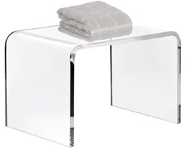ybaymy akryl badpall, transparent akryl duschpall, U-formad akrylbord fotpall, förtjockad klar fotpall, badrumspall för spa-badrum, vardagsrum, pentry