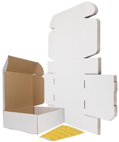 RLAVBL 13x10x4 Shipping Boxes Set of 15, White Corrugated Cardboard Mailer Box for Packing, Mailing, Business