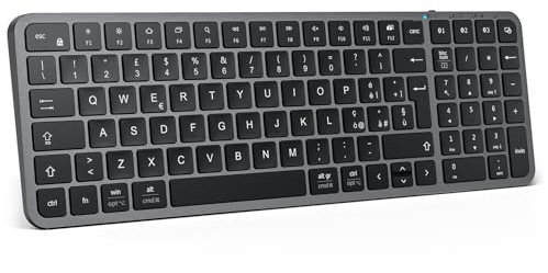 iClever Tastiera Bluetooth,Tastiera Wireless Ricaricabile,Compatta Tastiera PC Bluetooth Multi-Dispositivo Con Connessione Stabile USB-C,Silenziosa Tastiera Compatibile Mac per ipad,Tablet,imac,Laptop
