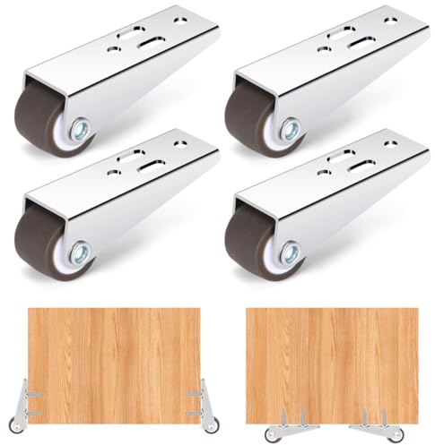 0.9 Inch Mini Low-Profile Rigid Plate Caster Wheels, 4‑Pack, 176 lbs Total