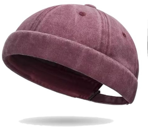 Van Der Rich ® - Cap Reiner Baumwoll Hat Docker Verwaschen Verstellbare Kappe - Herren (Bordeaux)