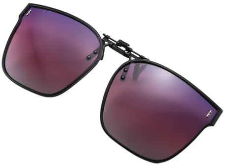 Long Keeper Clip On Sonnenbrille Polarisiert Sonnenbrillen Aufsatz Brille für Damen Herren Sonnenbrille Zum Aufstecken Nachtfahrbrille Clip mit UV400 Schutz (Lila Rosa Farbverlauf)