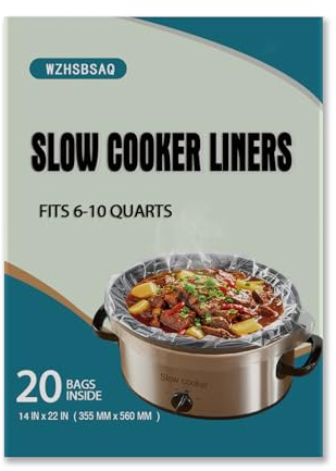 Slow Cooker Liners, 20 Stück Kochbeutel, übergroße Einweg-Topfeinlagen, Plastiktüten, passend für 6QT bis 10QT für Slow Cooker Kochtablett, 35,6 x 55,9 cm, 20 Einlagen (20)