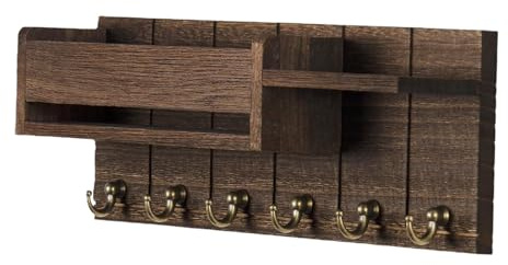 Milageto Portachiavi da parete, mensola in legno multifunzionale, ganci decorativi per chiavi, porta per cucina, ingresso, camera da letto, corridoio