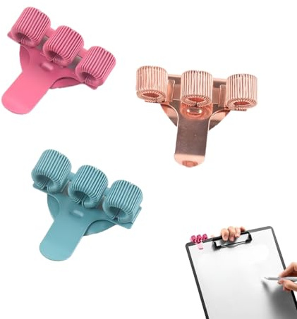 Hsyadazi 3 stycken sjuksköterska tillbehör rostfritt stål pennhållare – trippel (roséguld, rosa och grön) – justerbar kasackklämma för läkare, sjuksköterskor och piloter