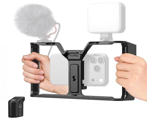 SMALLRIG IG-01 IntegraGrip Universal-Handyhalterung mit WR-06 Wireless-Controller, V-Mount-Design, Zubehörschuh-Halterungen, 1/4-20 Gewindebohrungen,für iPhone 17/16/15 & Android – 5356