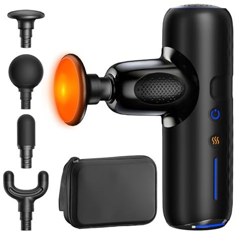 Mini Massage Gun with Heat Therapy, Massage Gun Deep Tissue with Case, 3200 RPM Powerful Muscle for Back and Neck Pain Relief, Gifts for Women Men