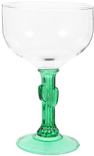 BIUDECO Transparent Cactus-Shaped Margarita Glass Stemmed Wine Cup for Parties Weddings Birthdays Glassware for Home Bar Decor and Cocktail Serving