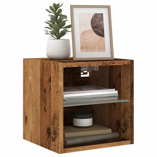 sephironlbb Mobile TV con illuminazione a LED, effetto legno antico, 30 x 28,5 x 30 cm, per soggiorno, camera da letto, versatile console multimediale