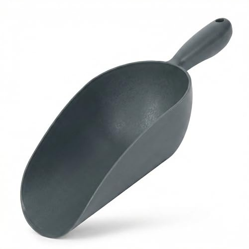 Pelle multifonction - Mesureur de nourriture pour chiens et chevaux, pelle pour jardin, terre et cuisine - Matériau résistant et résistant - Cuillère doseuse résistante et ergonomique (Gris)