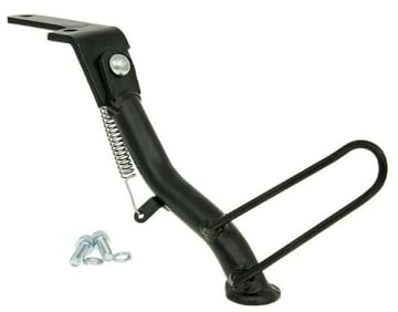 Seitenständer schwarz mit Feder kompatibel mit Piaggio Zip 2000 4T Roller | Ausführung schwarz; mit Feder zum selbstständigen Zurückklappen für Roller; kompatibel mit PIAGGIO Zip 50 ZAPC250 4T AC 00-05