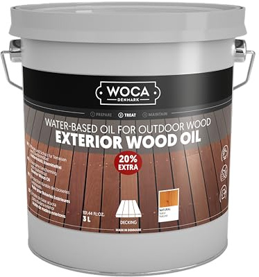 WOCA Denmark Exterior Wood Oil Natur 3 L - Terrassenöl für Terrassen, Zäune und Möbel im Außenbereich