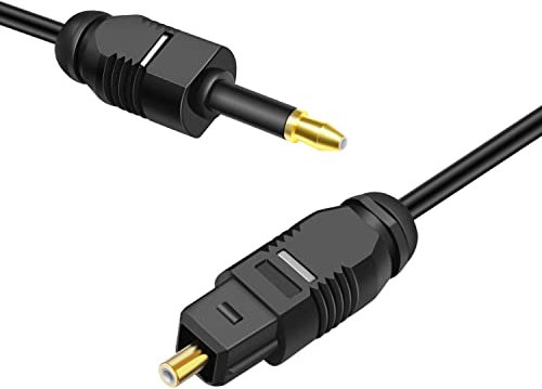 TNP Premium Toslink a Mini Toslink a Toslink estándar de – Cable de audio óptico digital Toslink a Mini Toslink macho enchufe conector adaptador convertidor jack cable de alambre, 6'