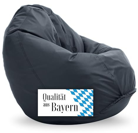 Bruni Sitzsack Classico M in Grau – Sitzsack mit Innensack zum Zocken & Lesen, Abnehmbarer Bezug, lebensmittelechte EPS-Perlen als Bean-Bag-Füllung, aus Deutschland