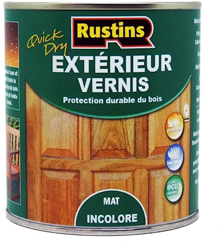 Rustin's – Esmalte de madera exterior mate – UV protección – secado rápido – incoloro – 1 l (EAVM1000FR)
