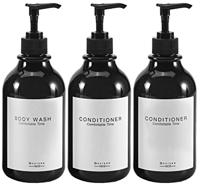 GOYISEE Shampoo und Conditioner Dispenser für Duschwand, Duschseifenspender 3-Kammer-Kein Bohrer, nachfüllbar für Shampoo Lotion Öl Dusche Seife Handseife und Tellerseife(3 Flaschen-Schwarz)