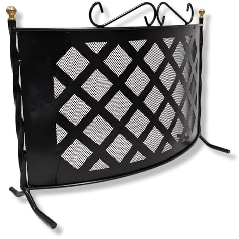 Briconess.com Pare-étincelles Grille de Protection Accessoire Incurvée en Fer Forgé Décoré pour Cheminée