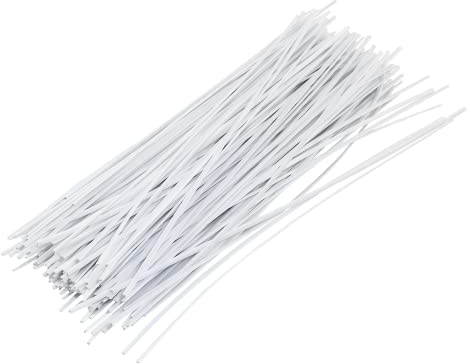 Piutouyar Bridas metálicas blancas de 150 mm, 250 unidades | Bridas giratorias con núcleos interiores de metal resistente, cierre reutilizable, para organizar cables
