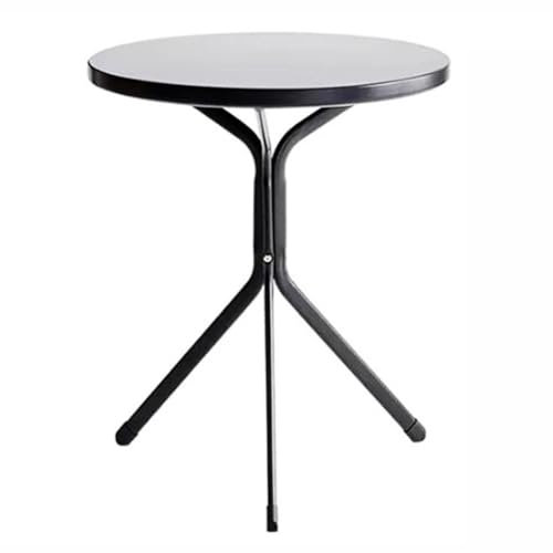 JHAISMAO Metall Klein Rund Modern Couchtisch Esstisch Mit Eisenplatte & Metallbeine Wetterbeständig Geeignet Für Terrasse, Außenbereich Wohnbereich Schlafzimmer(Size:60x72cm,Color:Schwarz)