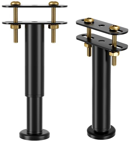 VETIN Lot de 2 Pieds de Lit-Noir, Réglables en Hauteur de 18 à 32 cm, Pieds de Lit Métalliques Robustes, Pieds de Soutien de Remplacement pour Lattes de Lit King Size et Queen Size