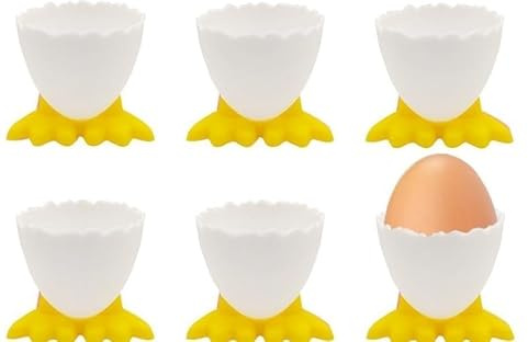 YEEKIDAIJ 6 Pcs Egg Cups Soft Plastic Cartoon Egg Holders Fun Duck Feet Shaped Egg Tray for Breakfast Brunch Soft Boiled Egg…, YEEKIDAIJ-01459