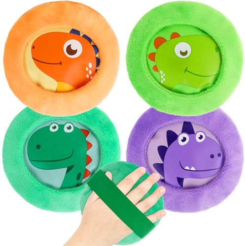 Hilph 4 Kühlpads Kinder Kühlpacks mit Gummiband, Ungiftig Gel Kühlakku | Dinosau-Design, Kalt Warm Kompresse Kinder Coolpack für Verletzungen, Schmerzlinderung, Fieber, Beulen, Weisheitszähne