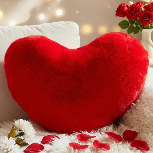 Yhoelata Cojin Corazon, Rojo Cojines Peluche Corazon, Grande Almohada en Forma de Corazón Cojín Sofa Personalizado, Cojines Cama Decorativos Aesthetic, Regalo 37x47cm