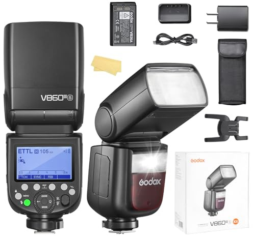 Godox V860III-S Flash for Sony Camera, TTL Flash, V860iii-S for Sony Alpha 77II, 99, 77, 350, 6000, 9, 7R, 7S, 99, 9, 7II, DSC-RX10, 1 Pack, Hot Shoe Mount, Wireless RF, 1.3 x 1.85 Inches