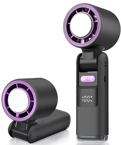 KCVV 6PCS Portable Handheld Cooling Ice Fan – 100-Speed Adjustable Mini Turbo Fan, 4000mAh USB Rechargeable Battery, LED Display, 3-in-1 Foldable Design for Travel, Camping, Office & Outdoor Use