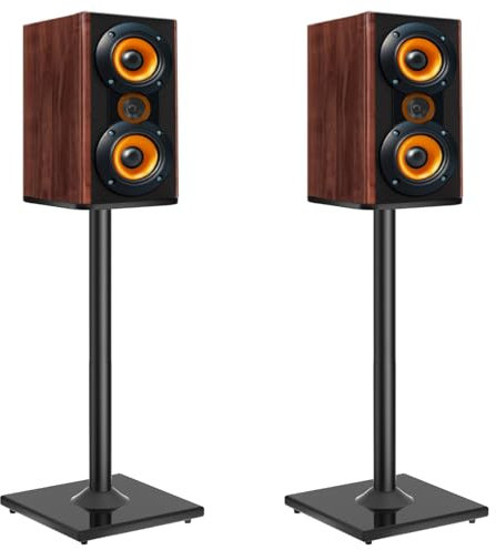 OUUTMEE Soportes universales para altavoces de 83 cm de altura hasta 10 kg, soportes para altavoces de suelo con gestión de cables, juego de 2 soportes para altavoces satélite con 2 tipos de