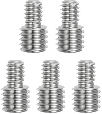 PATIKIL M6 to 3/8-16UNC Double End Threaded Stud Screw Bolt, 5 Pack 303 Stainless Steel Rod Bolts Thread Reducer Adapter for Camera Furniture Hardware, 16mm Long
