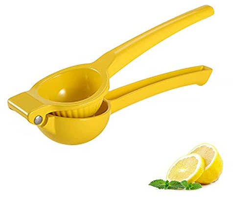 Prensa manual de cítricos, exprimidor de cítricos de zinc, seguro y duradero, fácil de limpiar, prensa de limón grande para cocina, bar, restaurante y todas las frutas, amarillo