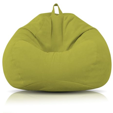 Pouf per bambini e adulti, 100 x 120 cm, sacco per adulti, grande da gioco, XL, con rivestimento non imbottitura, per interni ed esterni (matcha)
