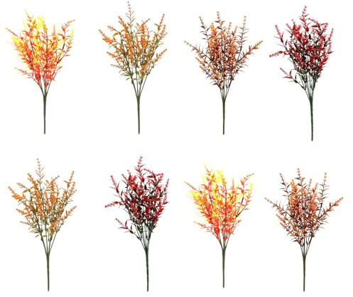 CHDZSW 8 Bündel Kunstblumen Herbst Herbstdeko, Herbstblumen Herbststrauß Künstliche Blumen Herbstpflanzen Herbstzweige Herbstdeko für Drinnen Draußen Garten Balkon Tisch Gelb