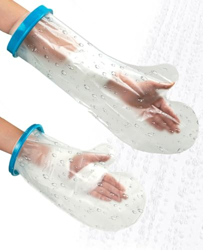Asheyya 2 Pcs Plaster Cast Waterproof Cover Arm, Reusable Finger Wrist Arm Elbow Waterproof Protector for Shower Bandages Dressings
