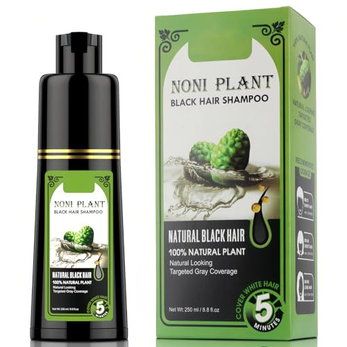 gowwim Black Hair Dye Shampoo, Natural Plant-Based Semi Permanent Hair Color Shampoo for Instant Grey Coverage Touch up for Women & Men Long-Lasting (Black 250ml)