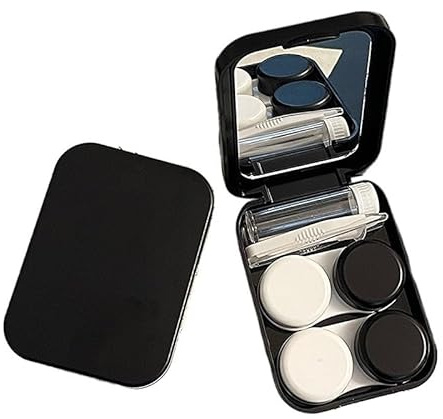 Contact Lens Cases,Contact Lenses Case Box 3pcs Lens Container Women DIY Contacts Case Men Color Contact Lenses Storage Box Portable Travel Set(Black)
