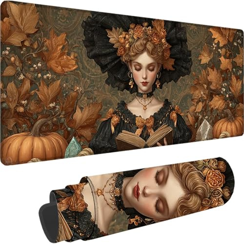 Tapis de Souris Couleur Orange, Grand Tapis de Souris XXL 1500x800x3 mm Dessin Animé sous Main Bureau, Mouse Pad pour Clavier et Bureau, avec Bords Surpiqués et Dos Antidérapant pour Gamer w-1439