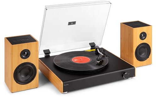 Audizio RP337BB - Tocadiscos con Bluetooth y USB Acabado marrón Claro Retro