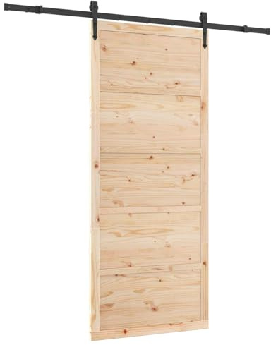 vidaXL Porte coulissante 80 x 208 cm Bois de pin massif Naturel