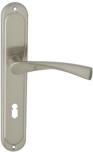 domino Türgriff ROMANA M9 BB-Buntbart 72 Drückergarnitur für Zimmertüren Langschild-Garnitur Türdrücker-Set Türbeschläge/Farbe:Nickel/Material:Aluminium