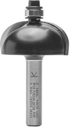 ENT 14680 Hohlkehlfräser HW, Schaft (S) 8 mm, Durchmesser (D) 34,9 mm, NL 15,9 mm, R 12,7 mm, SL 32 mm, mit Kugellager