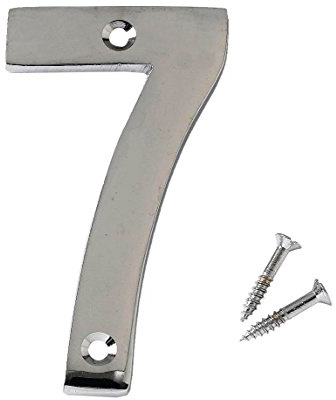 Bulk Hardware BH04334 Cifra per Numero Civico, Profilo Piatto, Finitura Cromata, Numero 7, 75 mm, Bianco