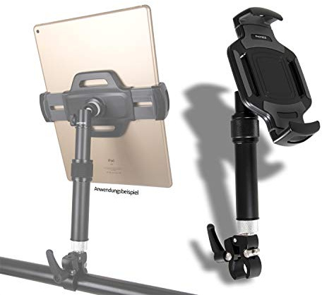 Photecs Tablet-Halterung Pro V5, höhenverstellbar, für iPad Pro und andere Tablet-PC´s (von 6 bis 14 Zoll) an Rudergerät, Heimtrainer, Ergometer, Rollstuhl etc.